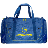Blue duffel bag with yellow Warrior logo on a transparent background